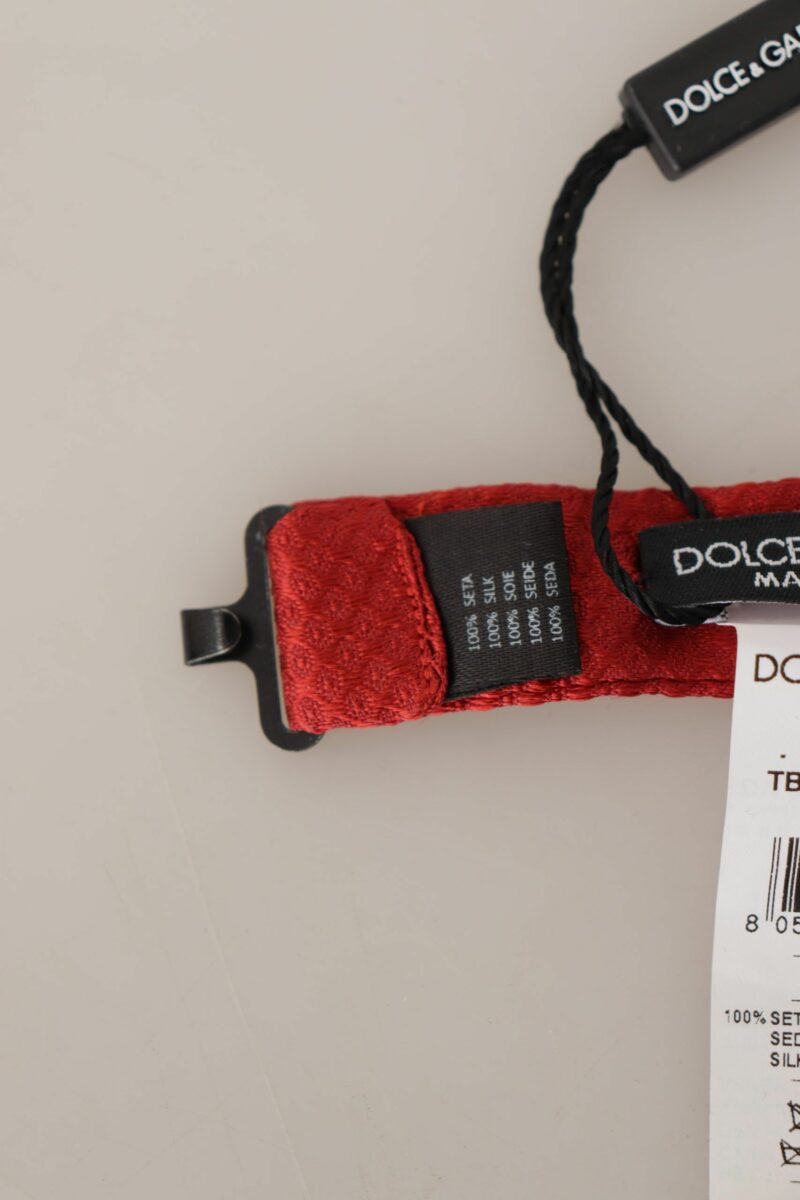 Dolce & Gabbana Elegant Red Silk Bow Tie - Image 5