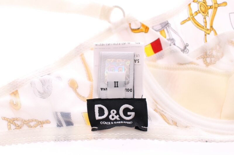 Dolce & Gabbana Elegant White Sailor Print Lingerie Set - Image 7