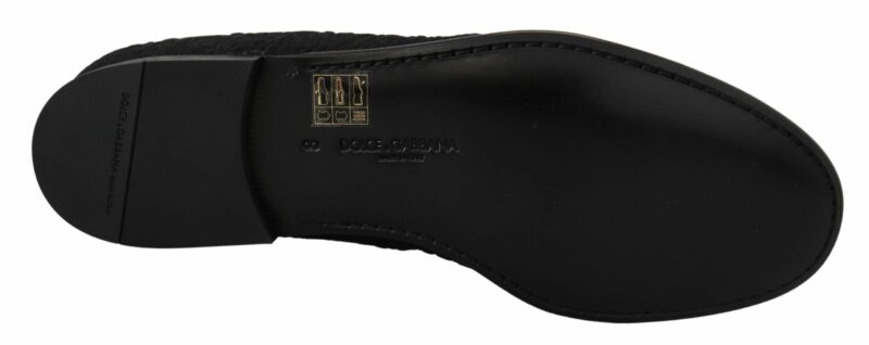 Dolce & Gabbana Elegant Jacquard Black Loafers Slide On Flats - Image 7