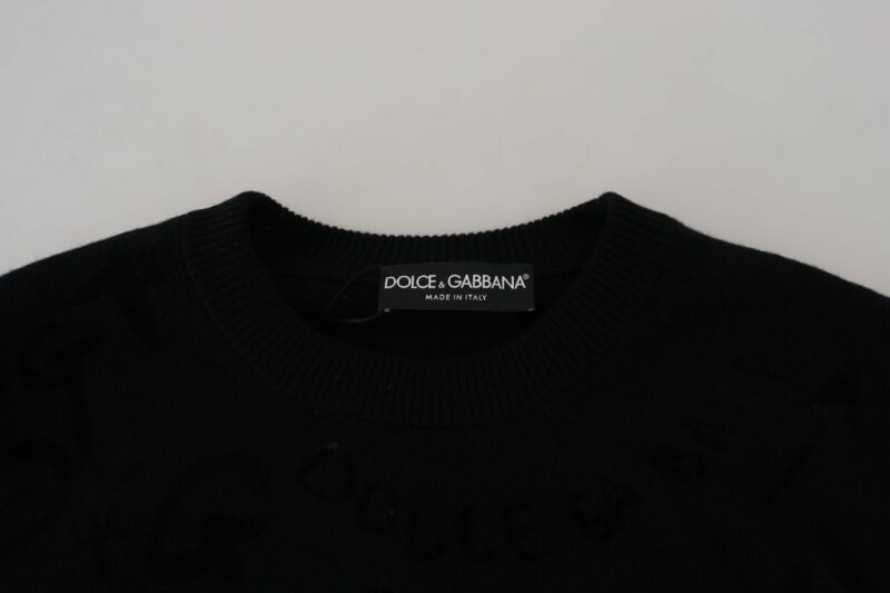 Dolce & Gabbana Elegant Black Logo Wool Sweater - Image 6