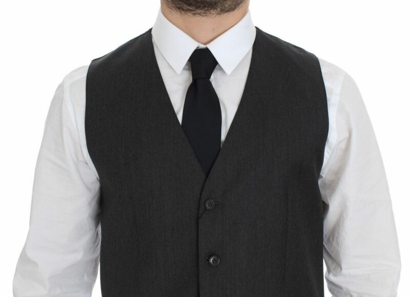 Dolce & Gabbana Elegant Gray Wool Formal Vest - Image 2