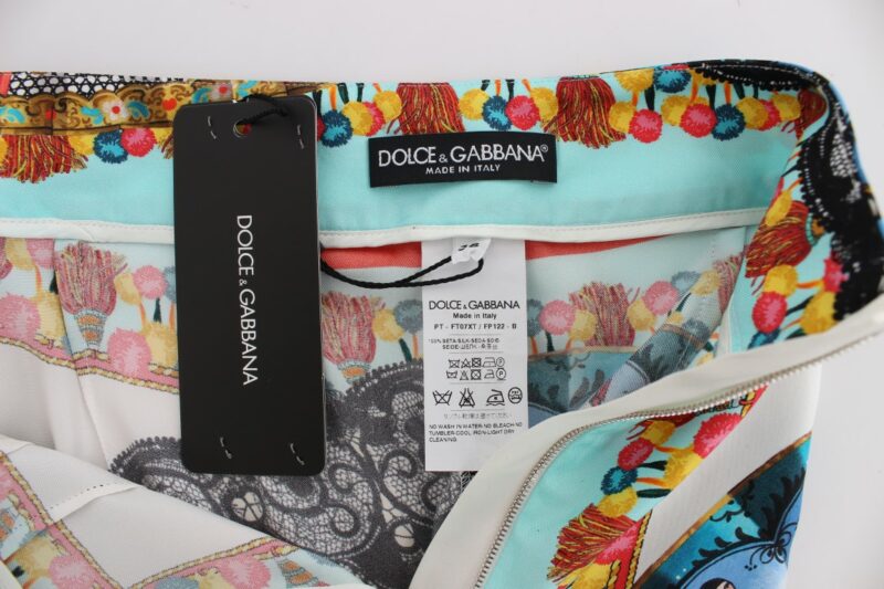 Dolce & Gabbana Multicolor Majolica Silk Capri Pants - Image 5