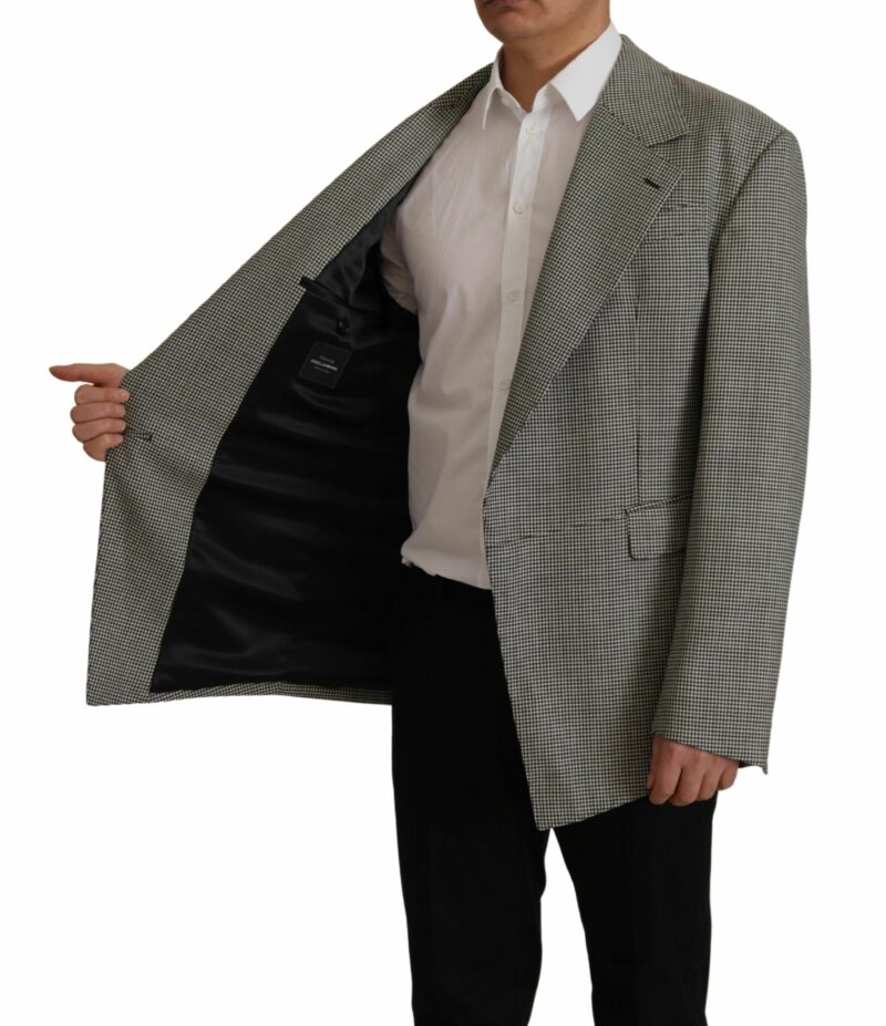 Dolce & Gabbana Elegant Gray Checkered Wool Blazer - Image 5