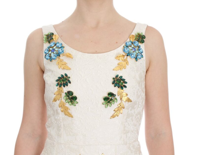 Dolce & Gabbana Elegant Floral Brocade Sheath Dress - Image 5