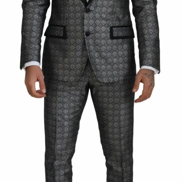 Dolce & Gabbana Elegant Silver Patterned Slim Fit Suit