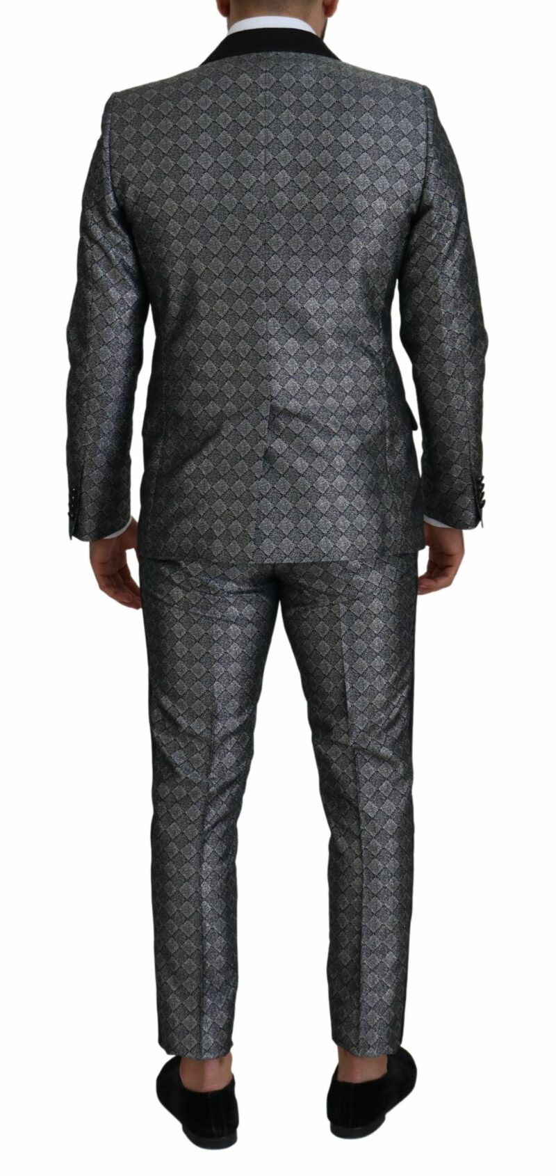Dolce & Gabbana Elegant Silver Patterned Slim Fit Suit - Image 4