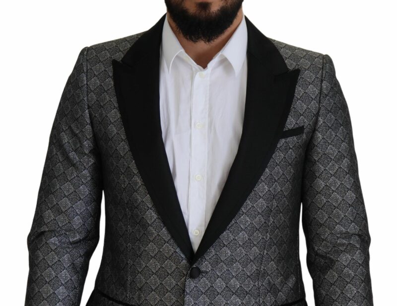 Dolce & Gabbana Elegant Silver Patterned Slim Fit Suit - Image 5