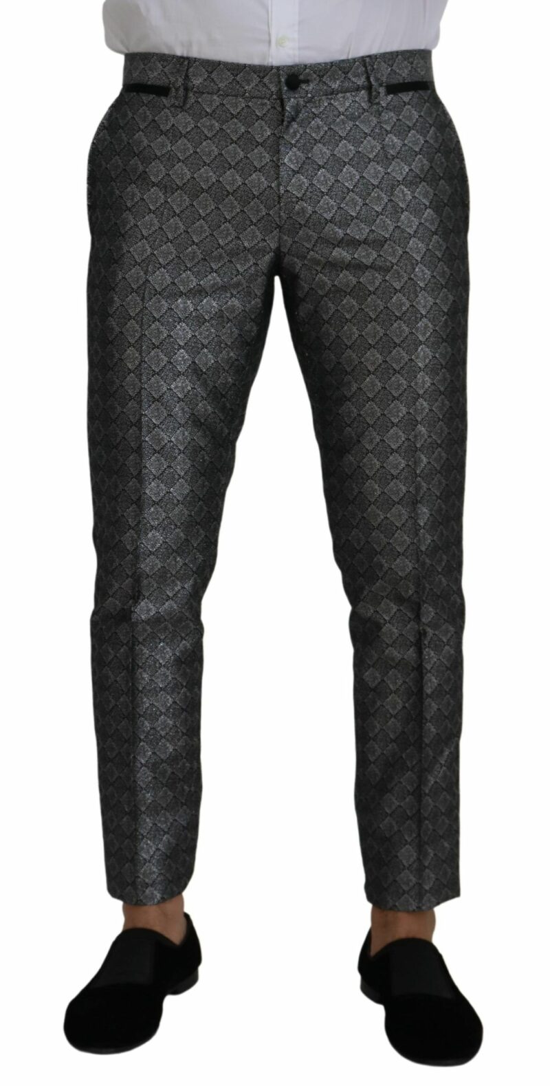 Dolce & Gabbana Elegant Silver Patterned Slim Fit Suit - Image 8