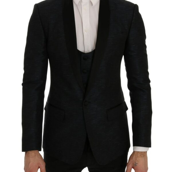 Dolce & Gabbana Elegant Blue & Black Slim Fit Suit Ensemble
