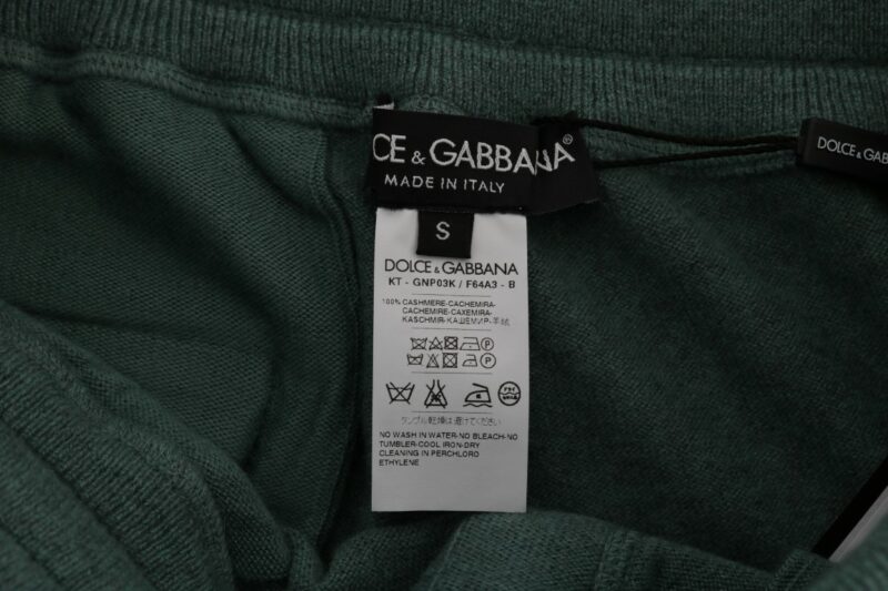 Dolce & Gabbana Elegant Green Cashmere Sport Pants - Image 6