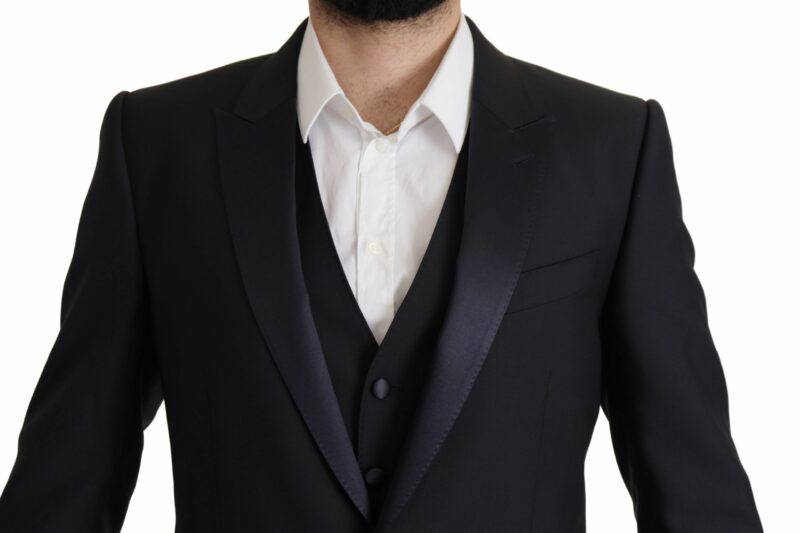 Dolce & Gabbana Elegant Black Three-Piece Wool Blend Suit - Image 4