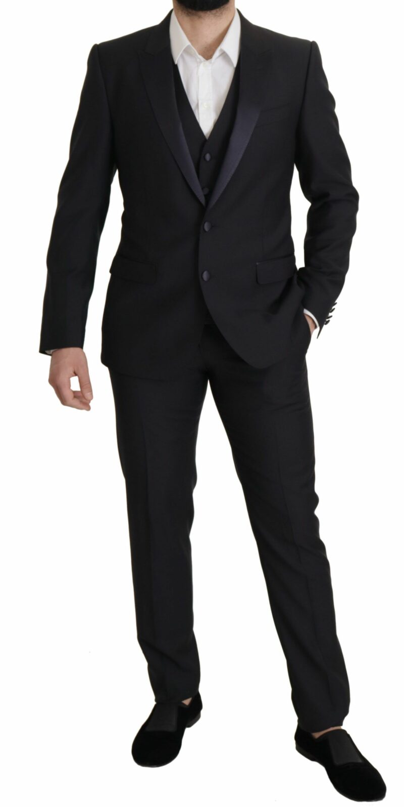Dolce & Gabbana Elegant Black Three-Piece Wool Blend Suit - Image 5