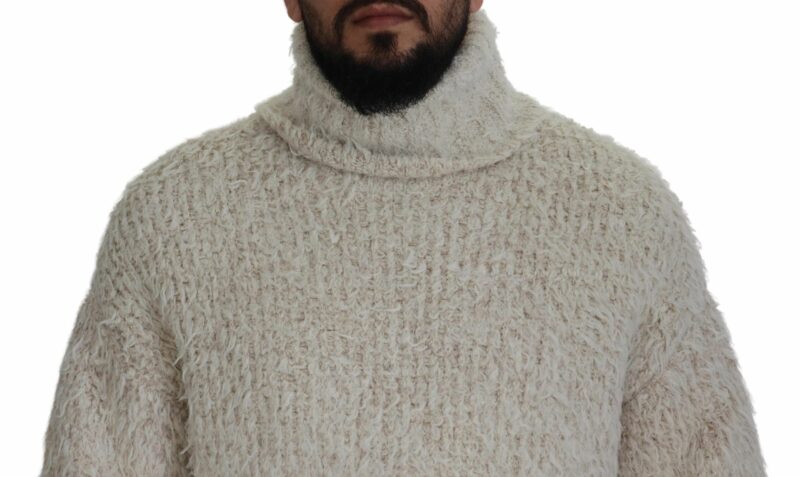 Dolce & Gabbana Elegant Cream Turtleneck Wool Blend Sweater - Image 3