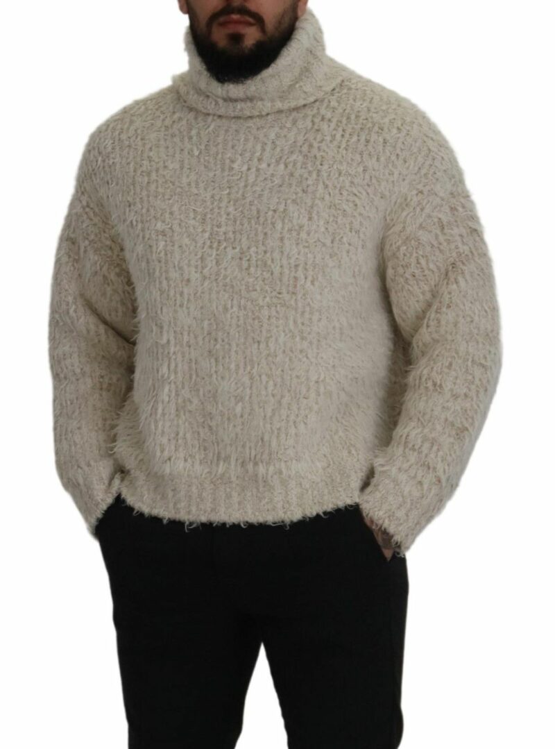 Dolce & Gabbana Elegant Cream Turtleneck Wool Blend Sweater - Image 4