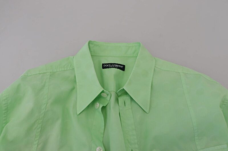 Dolce & Gabbana Mint Green Slim Fit Casual Button-Down Shirt - Image 7