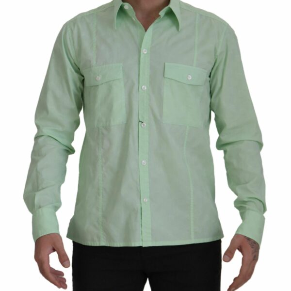 Dolce & Gabbana Mint Green Slim Fit Casual Button-Down Shirt