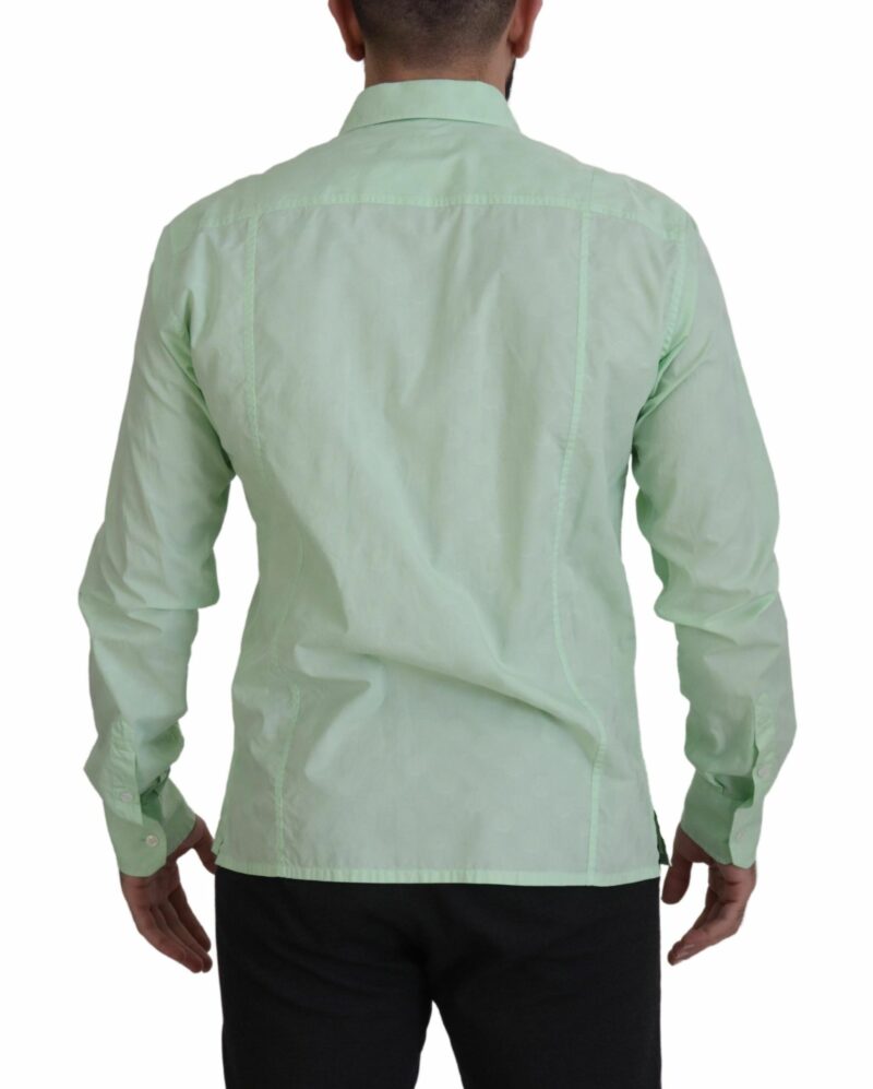 Dolce & Gabbana Mint Green Slim Fit Casual Button-Down Shirt - Image 5