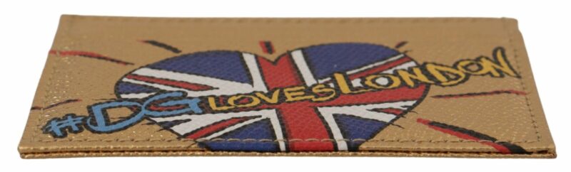 Dolce & Gabbana Elegant Gold Leather Cardholder - Image 4