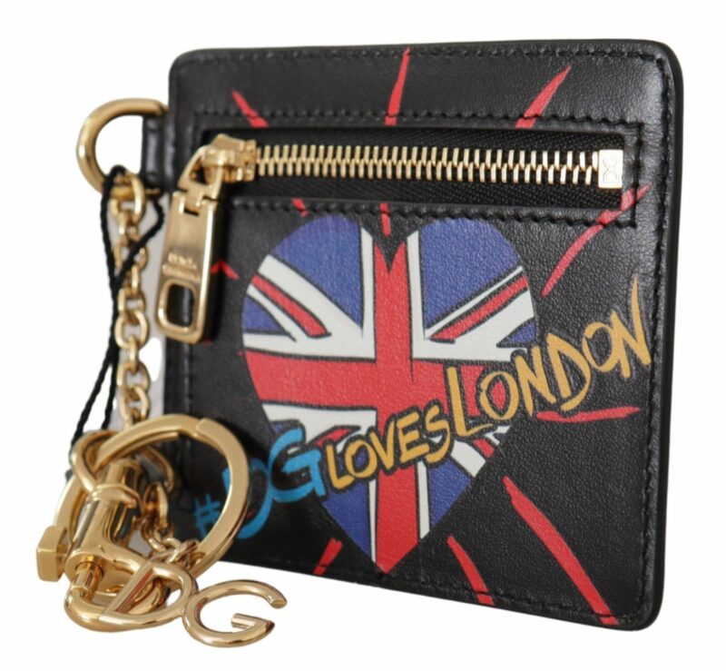 Dolce & Gabbana Elegant Leather Coin Wallet With Keyring - Image 2