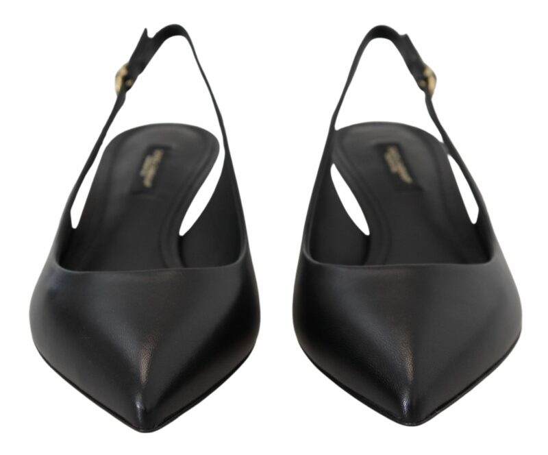 Dolce & Gabbana Elegant Black Leather Slingback Pumps - Image 4