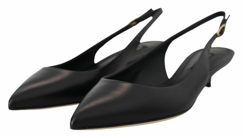 Dolce & Gabbana Elegant Black Leather Slingback Pumps - Image 5