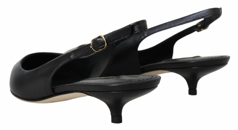 Dolce & Gabbana Elegant Black Leather Slingback Pumps - Image 6