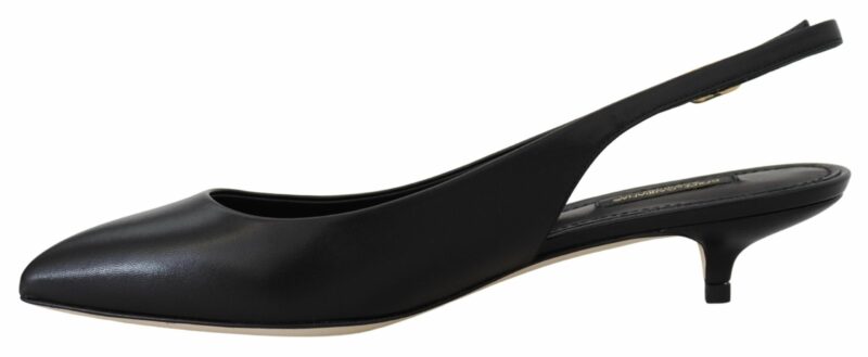 Dolce & Gabbana Elegant Black Leather Slingback Pumps - Image 7