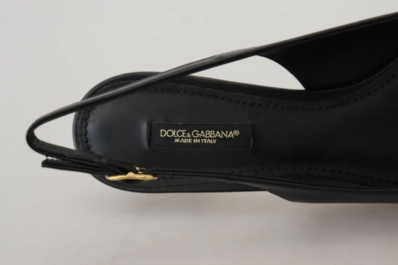 Dolce & Gabbana Elegant Black Leather Slingback Pumps - Image 8