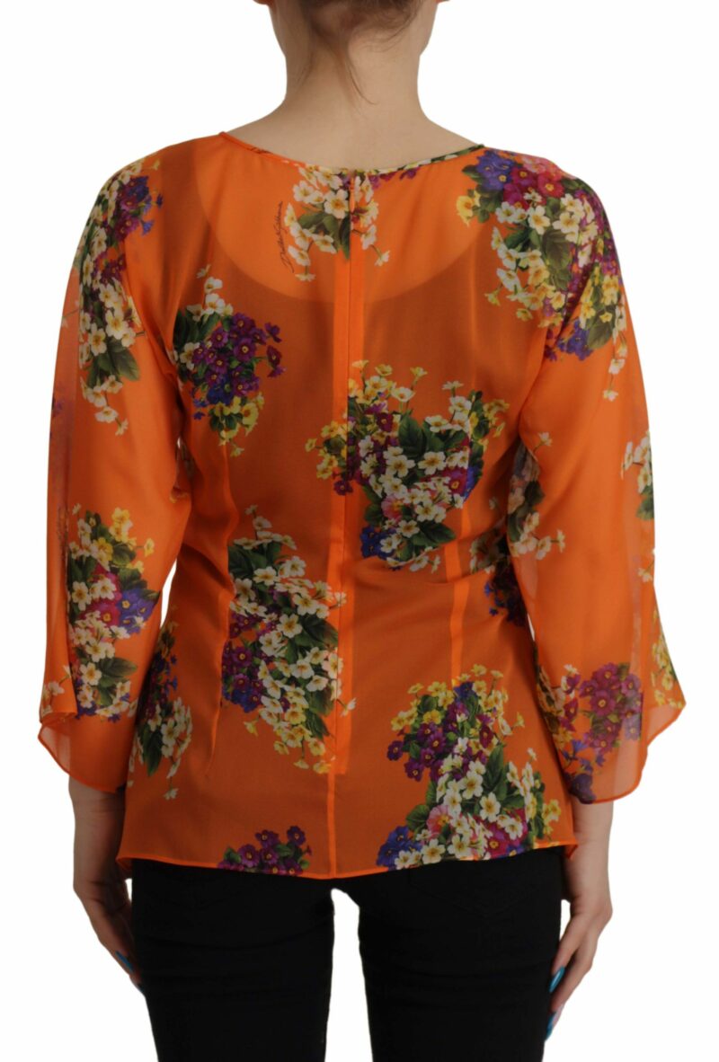Dolce & Gabbana Elegant Floral Silk Blouse with Back Zipper - Image 2