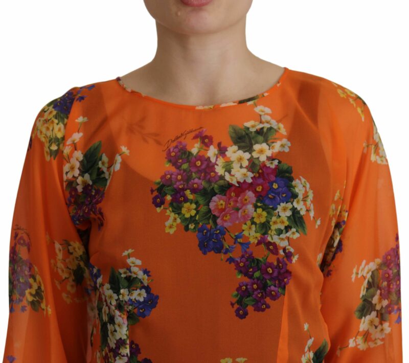 Dolce & Gabbana Elegant Floral Silk Blouse with Back Zipper - Image 3