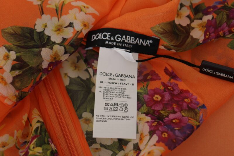 Dolce & Gabbana Elegant Floral Silk Blouse with Back Zipper - Image 6