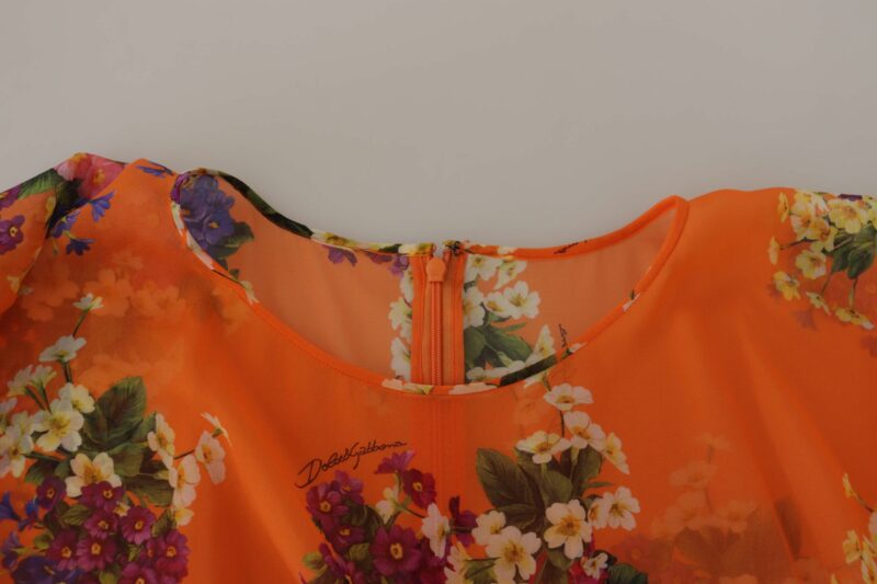 Dolce & Gabbana Elegant Floral Silk Blouse with Back Zipper - Image 8