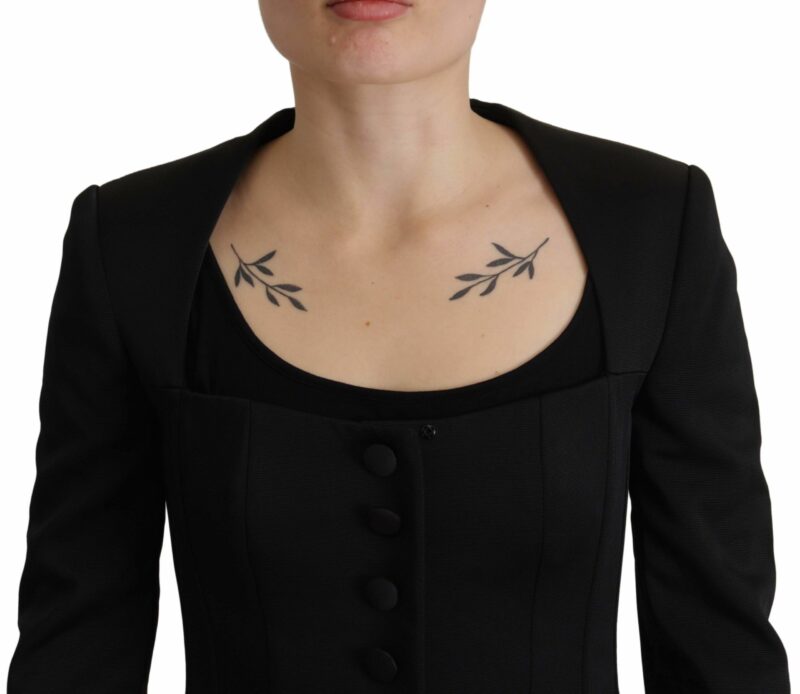 Dolce & Gabbana Sleek Black Snap Jacket with Silk Lining - Image 3