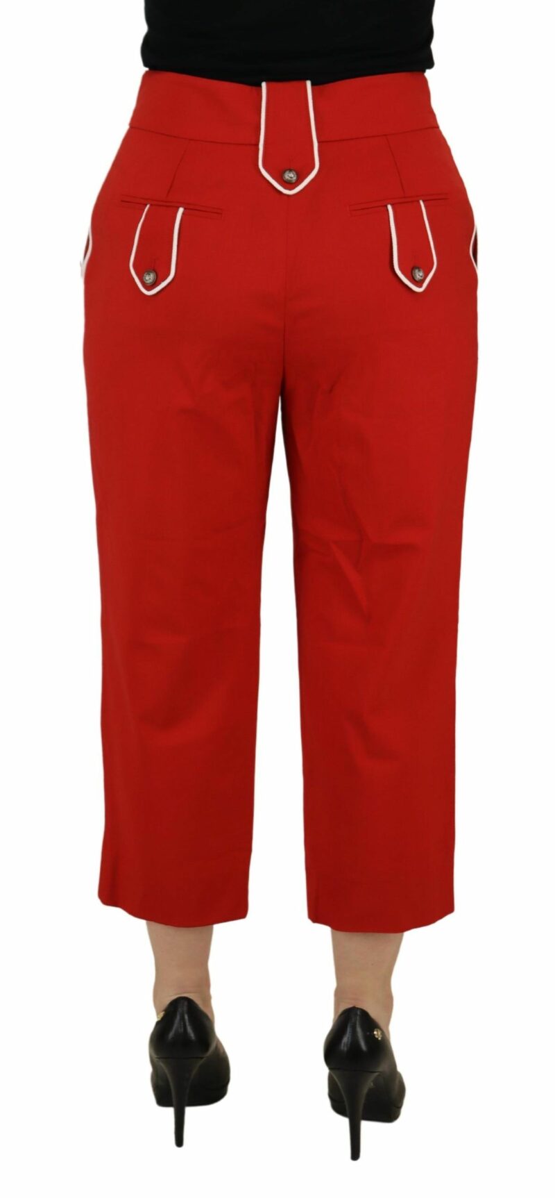 Dolce & Gabbana Elegant Red High-Waist Cropped Pants - Image 3