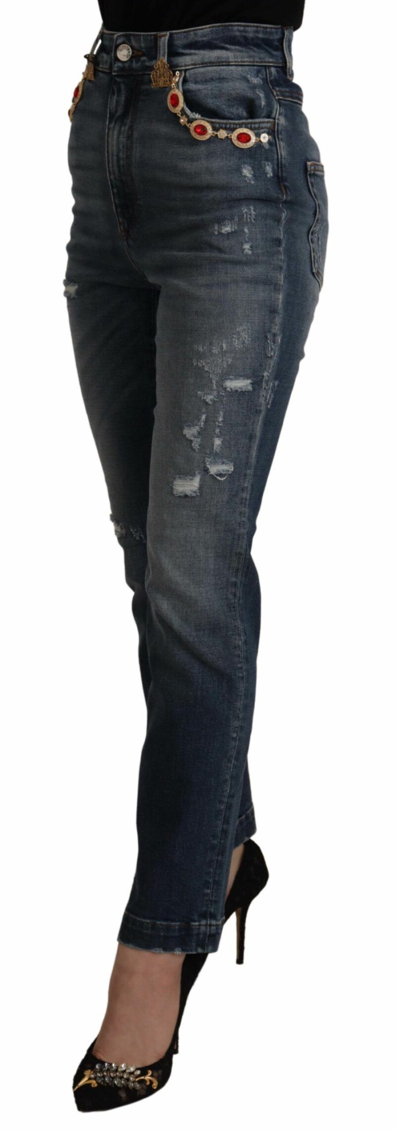 Dolce & Gabbana High Waist Skinny Designer Jeans in Blue - Image 3