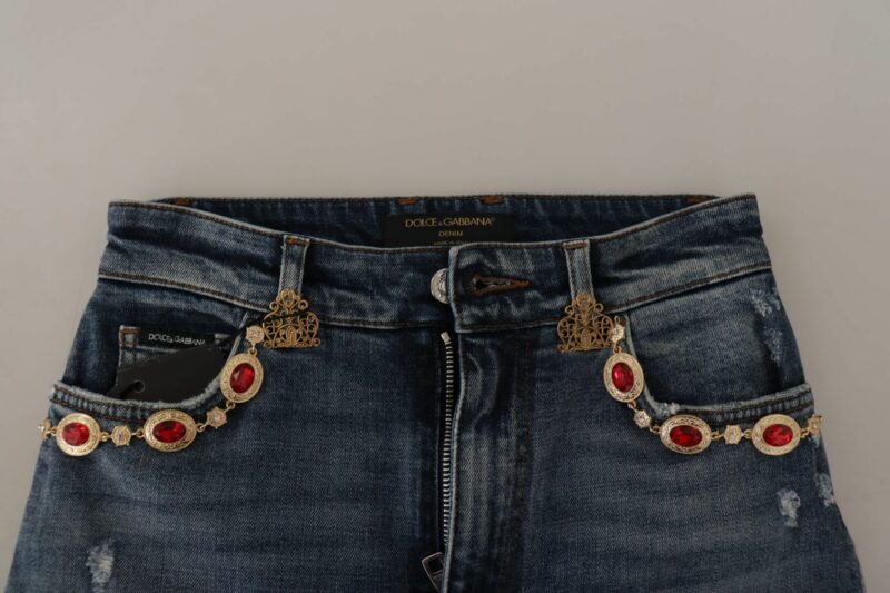 Dolce & Gabbana High Waist Skinny Designer Jeans in Blue - Image 7