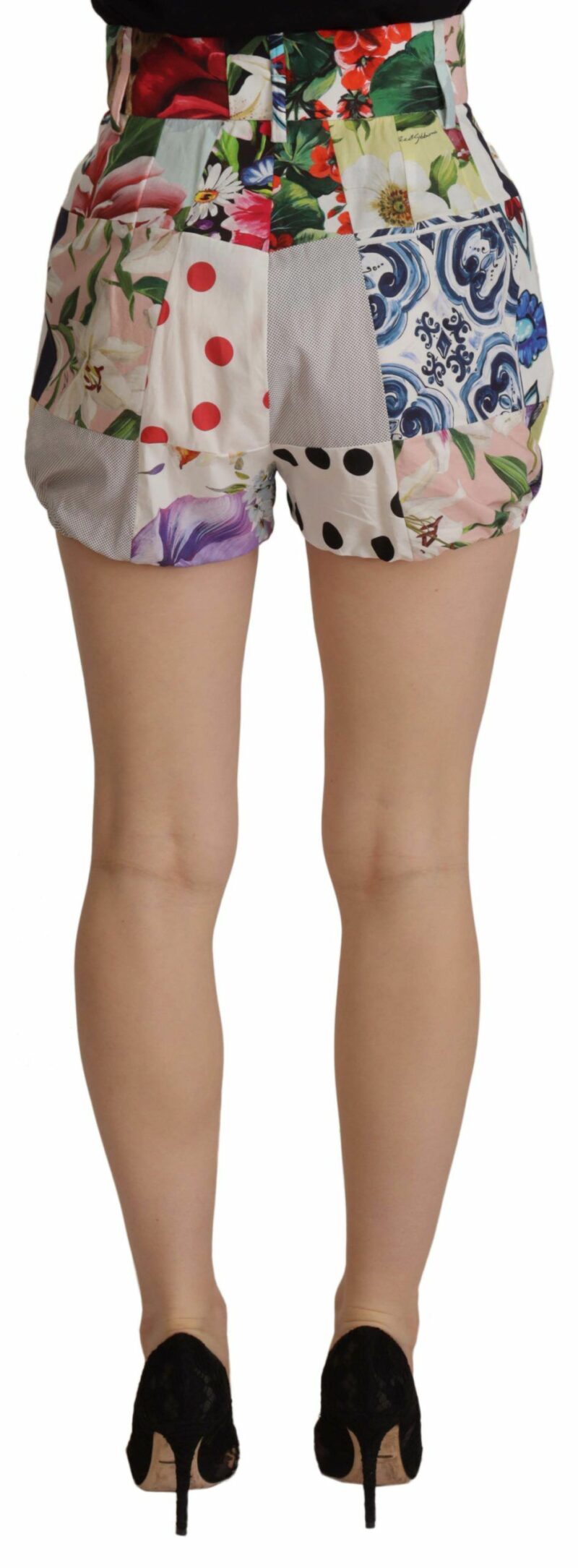 Dolce & Gabbana Patchwork High Waist Designer Shorts - Image 2