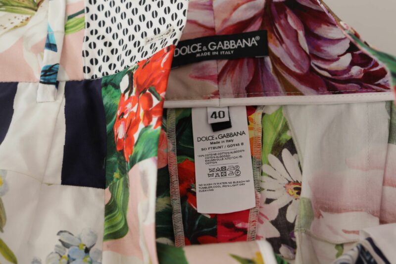 Dolce & Gabbana Patchwork High Waist Designer Shorts - Image 5