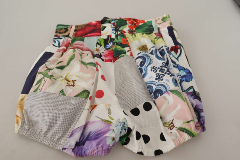 Dolce & Gabbana Patchwork High Waist Designer Shorts - Image 6