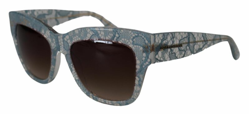 Dolce & Gabbana Elegant Lace Detail Blue Sunglasses - Image 6