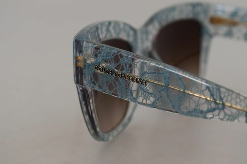 Dolce & Gabbana Elegant Lace Detail Blue Sunglasses - Image 8