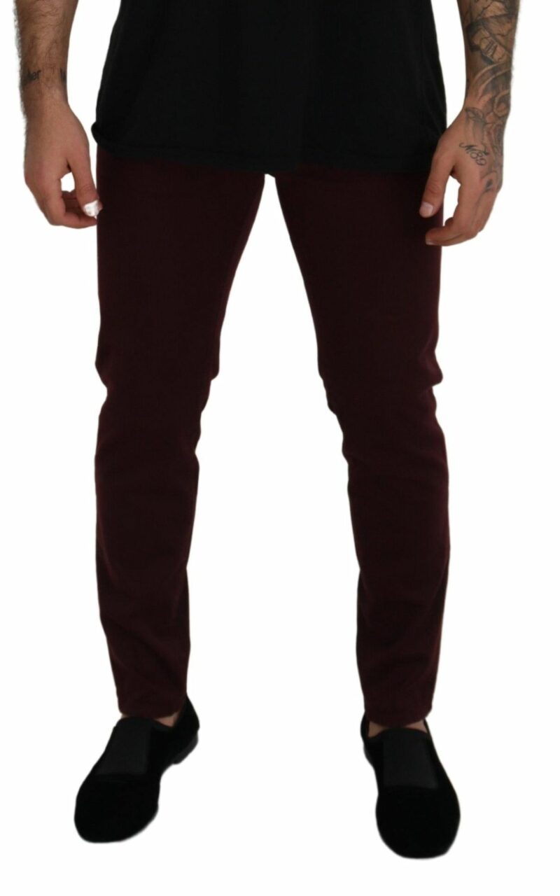 Dolce & Gabbana Slim Fit Bordeaux Jeans - Italian Luxury - Image 4