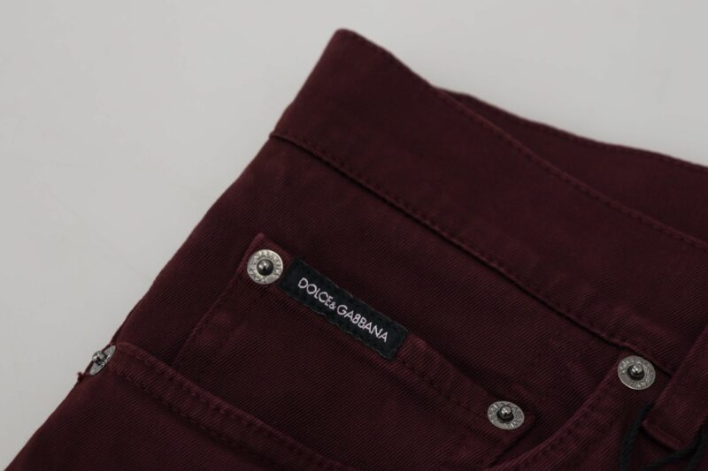 Dolce & Gabbana Slim Fit Bordeaux Jeans - Italian Luxury - Image 5