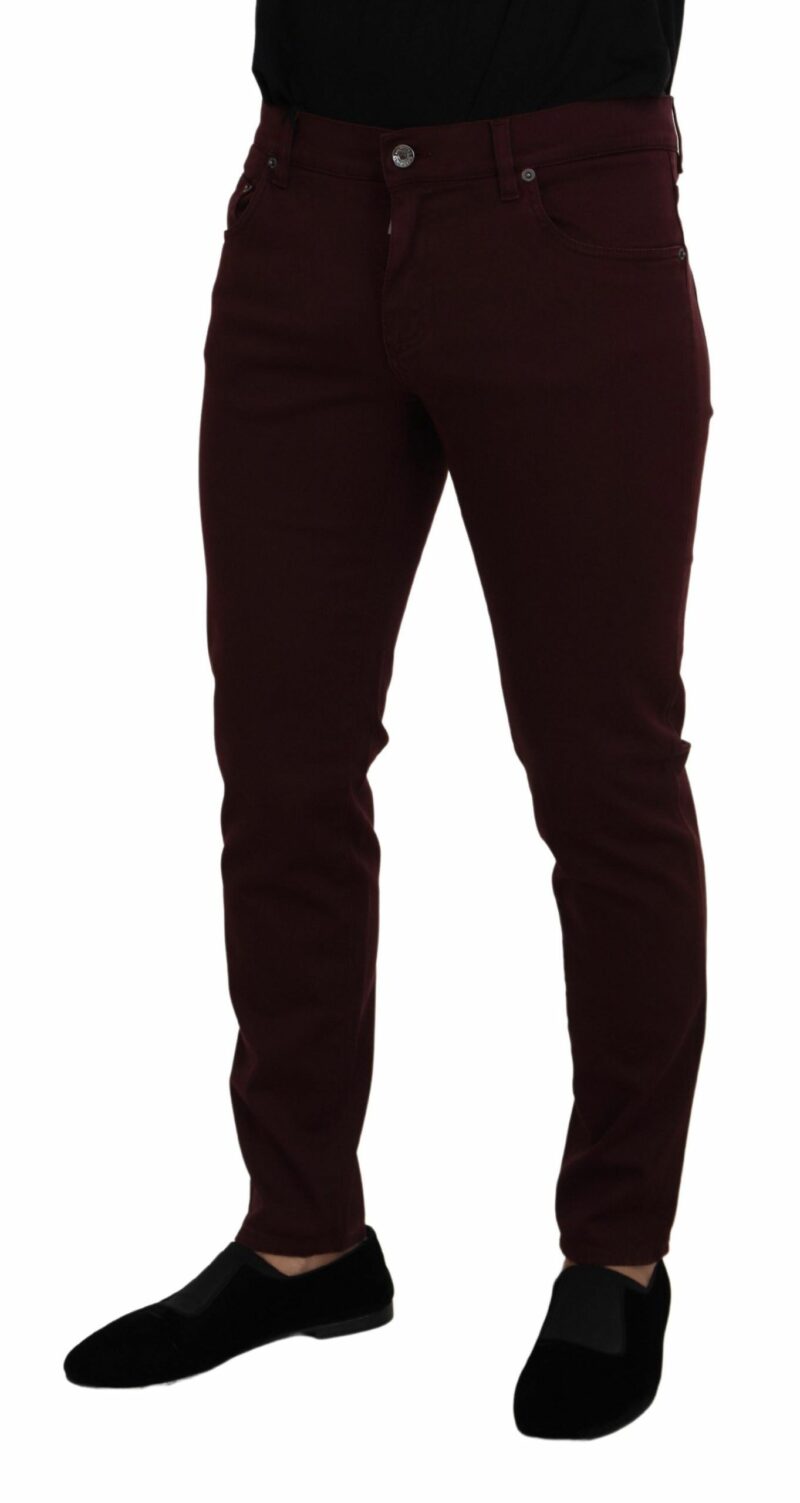 Dolce & Gabbana Slim Fit Bordeaux Jeans - Italian Luxury - Image 3