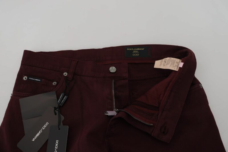 Dolce & Gabbana Slim Fit Bordeaux Jeans - Italian Luxury - Image 7