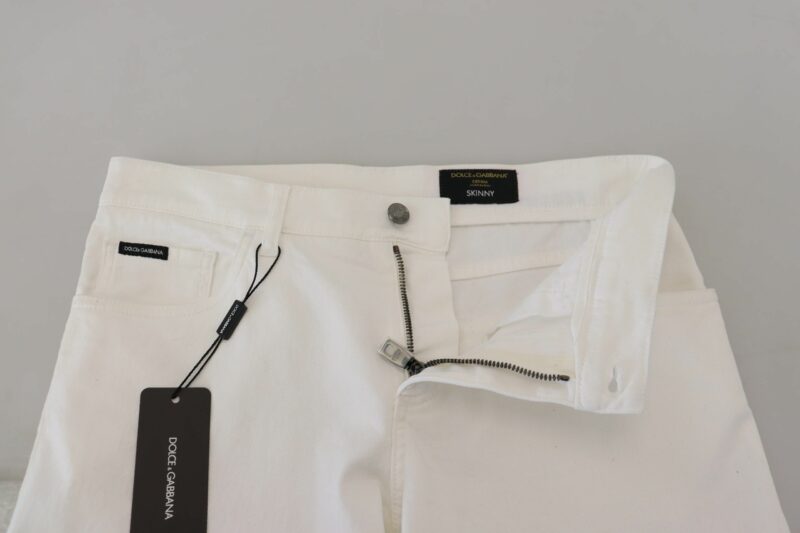 Dolce & Gabbana Elegant Slim Fit White Skinny Jeans - Image 7