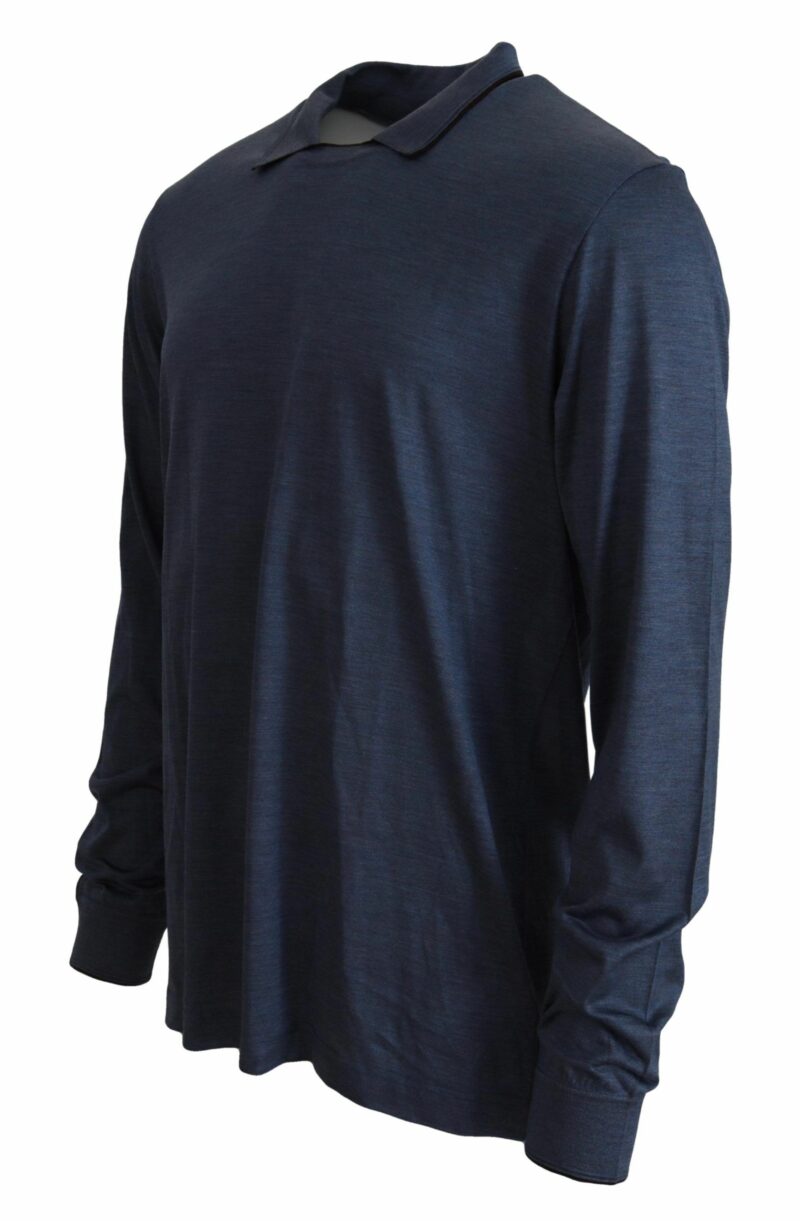 Dolce & Gabbana Sophisticated Silk Polo Sweater in Blue - Image 2