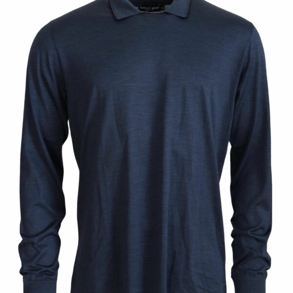 Dolce & Gabbana Sophisticated Silk Polo Sweater in Blue