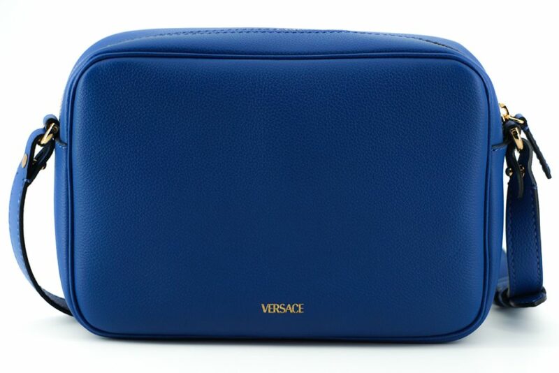 Versace Elegant Blue Calf Leather Camera Case Bag - Image 2