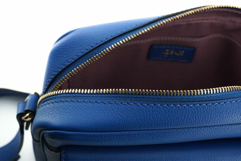 Versace Elegant Blue Calf Leather Camera Case Bag - Image 4